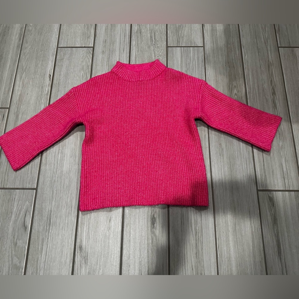 Nicole Miller Ribbed Mock Neck Sweater in Hot Pink
